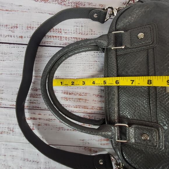 Jewel Gray Large Zip Slouchy Satchel Purse Dual Handle & Strap Shoulder Bag - Picture 14 of 14